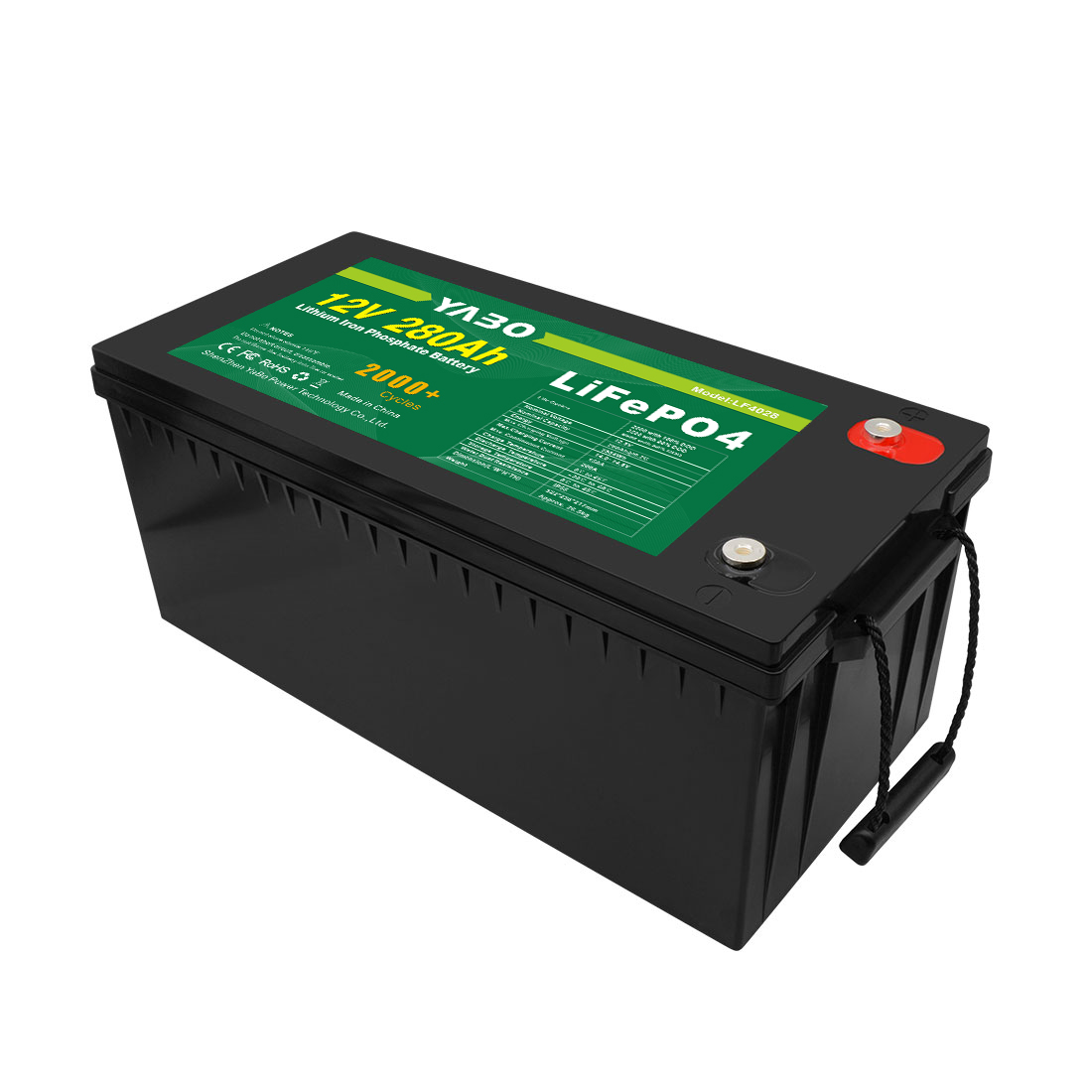 YABO 12V 280Ah LiFePO4 Battery with Compact Design for Home Storage​